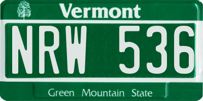 VT license plate NRW536