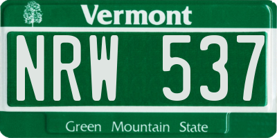 VT license plate NRW537