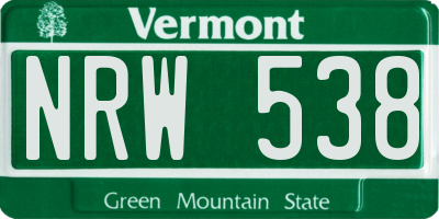 VT license plate NRW538