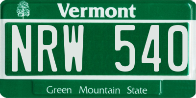 VT license plate NRW540