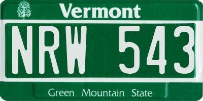 VT license plate NRW543