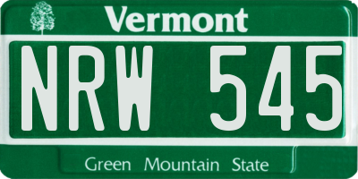 VT license plate NRW545