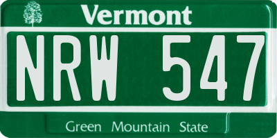 VT license plate NRW547
