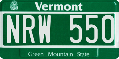 VT license plate NRW550