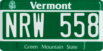 VT license plate NRW558