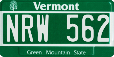 VT license plate NRW562