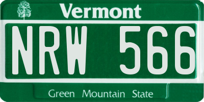 VT license plate NRW566
