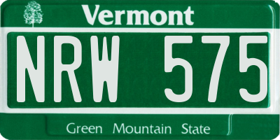 VT license plate NRW575