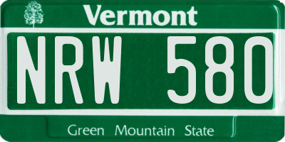 VT license plate NRW580