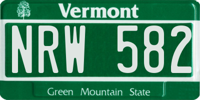 VT license plate NRW582