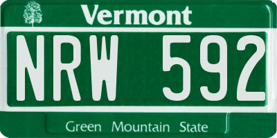 VT license plate NRW592