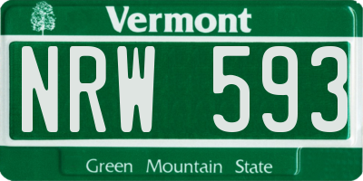 VT license plate NRW593