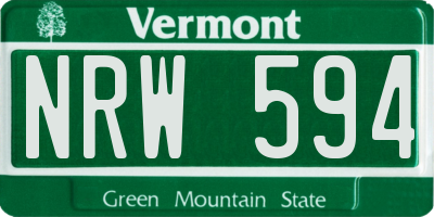 VT license plate NRW594