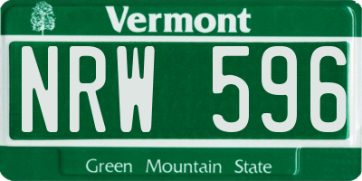 VT license plate NRW596
