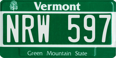 VT license plate NRW597