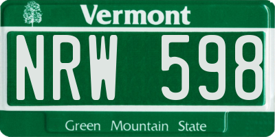 VT license plate NRW598