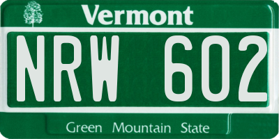 VT license plate NRW602