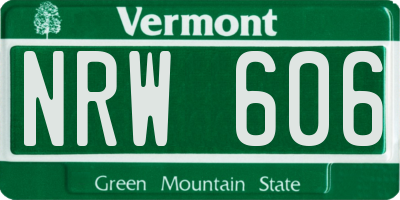 VT license plate NRW606
