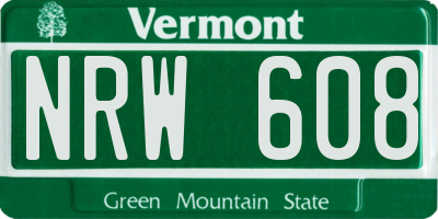 VT license plate NRW608