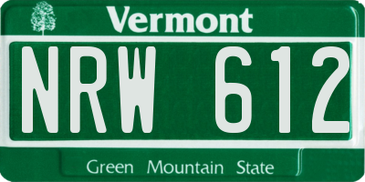 VT license plate NRW612