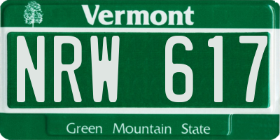 VT license plate NRW617