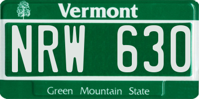VT license plate NRW630