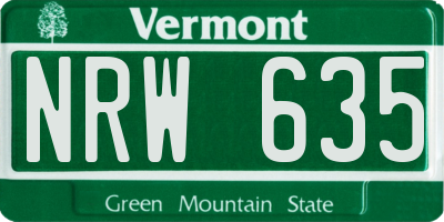 VT license plate NRW635