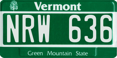 VT license plate NRW636