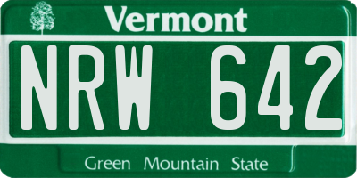 VT license plate NRW642