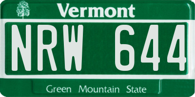 VT license plate NRW644