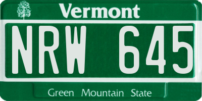 VT license plate NRW645