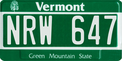 VT license plate NRW647