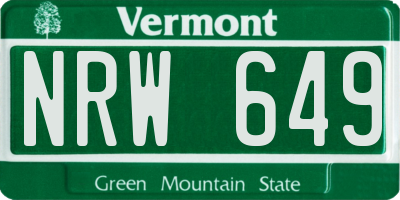 VT license plate NRW649