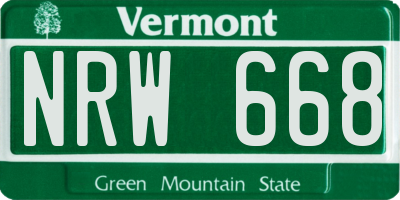 VT license plate NRW668