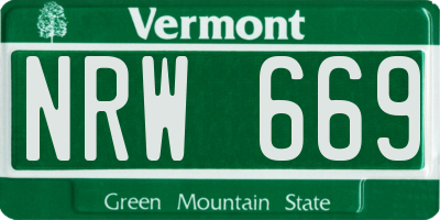 VT license plate NRW669