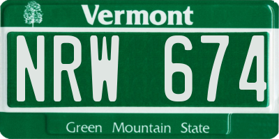 VT license plate NRW674