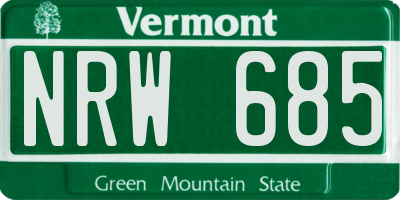 VT license plate NRW685