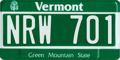 VT license plate NRW701