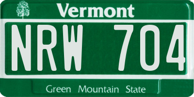 VT license plate NRW704