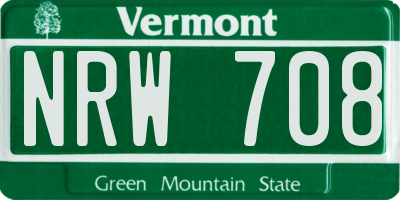 VT license plate NRW708