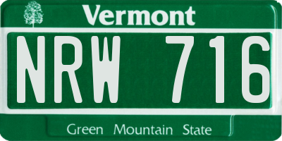 VT license plate NRW716