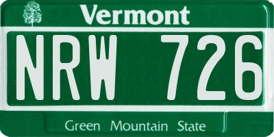 VT license plate NRW726