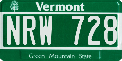 VT license plate NRW728