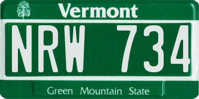 VT license plate NRW734