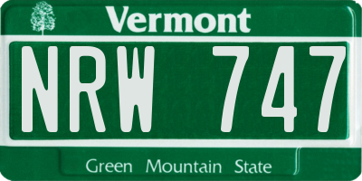 VT license plate NRW747