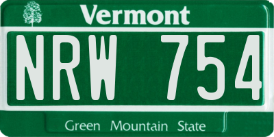 VT license plate NRW754