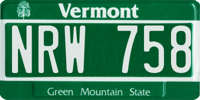 VT license plate NRW758