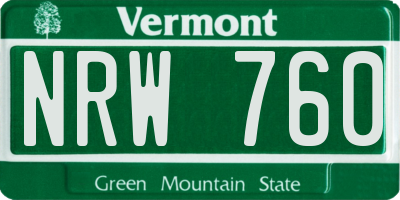 VT license plate NRW760