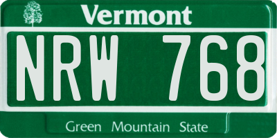 VT license plate NRW768