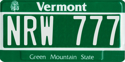 VT license plate NRW777